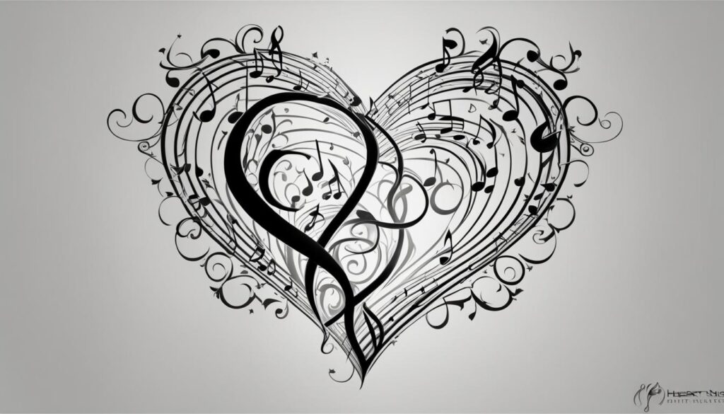 heart with a music note tattoo